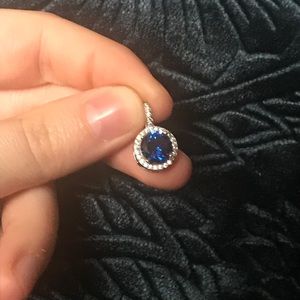 Sapphire blue halo set pendant